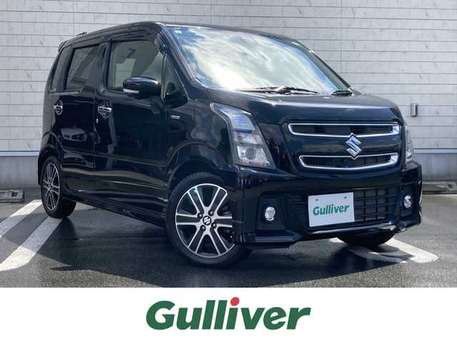 スズキ ワゴンＲ スティングレー HYBRID T 静岡県 2017(平29)年 3.2万km ブルーイッシュブラックパール3 デュアルセンサーブレーキサポート/純正8インチナビ(CN-RZ83)/　AM FM CD DVD Bluetooth SD/LEDオートヘッドランプ/シートヒーター(運転席)/クルーズコントロール/純正15インチアルミホイール/ヘッドアップディスプレイ/パドルシフト/スマートキー2本/アイドリングストップ/ワンオーナー/ビルトインETC/アラウンドビューモニター
