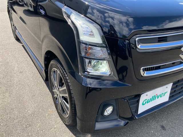 スズキ ワゴンＲ スティングレー HYBRID T 静岡県 2017(平29)年 3.2万km ブルーイッシュブラックパール3 デュアルセンサーブレーキサポート/純正8インチナビ(CN-RZ83)/　AM FM CD DVD Bluetooth SD/LEDオートヘッドランプ/シートヒーター(運転席)/クルーズコントロール/純正15インチアルミホイール/ヘッドアップディスプレイ/パドルシフト/スマートキー2本/アイドリングストップ/ワンオーナー/ビルトインETC/アラウンドビューモニター