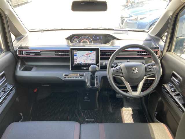 スズキ ワゴンＲ スティングレー HYBRID T 静岡県 2017(平29)年 3.2万km ブルーイッシュブラックパール3 デュアルセンサーブレーキサポート/純正8インチナビ(CN-RZ83)/　AM FM CD DVD Bluetooth SD/LEDオートヘッドランプ/シートヒーター(運転席)/クルーズコントロール/純正15インチアルミホイール/ヘッドアップディスプレイ/パドルシフト/スマートキー2本/アイドリングストップ/ワンオーナー/ビルトインETC/アラウンドビューモニター