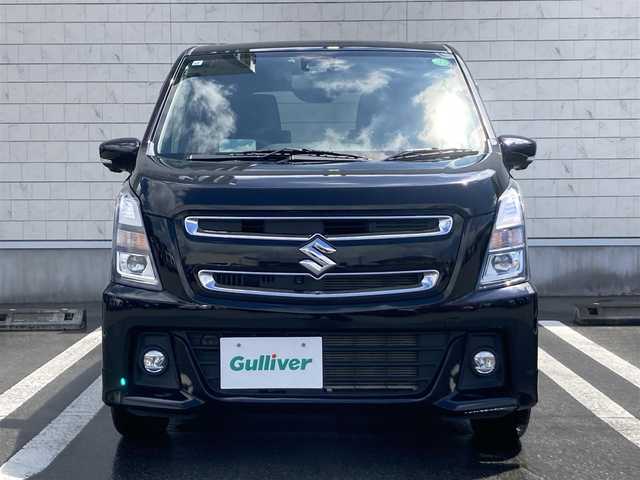 スズキ ワゴンＲ スティングレー HYBRID T 静岡県 2017(平29)年 3.2万km ブルーイッシュブラックパール3 デュアルセンサーブレーキサポート/純正8インチナビ(CN-RZ83)/　AM FM CD DVD Bluetooth SD/LEDオートヘッドランプ/シートヒーター(運転席)/クルーズコントロール/純正15インチアルミホイール/ヘッドアップディスプレイ/パドルシフト/スマートキー2本/アイドリングストップ/ワンオーナー/ビルトインETC/アラウンドビューモニター