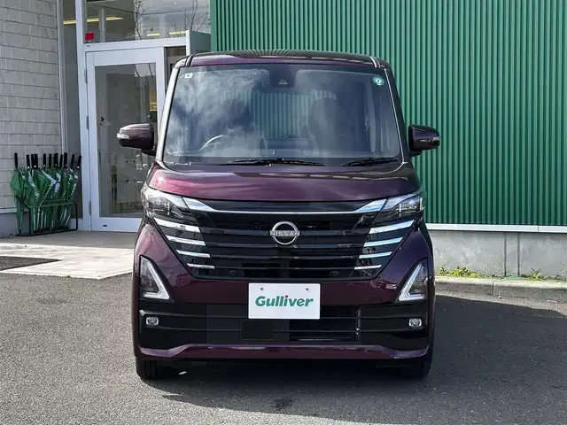 日産 ルークス HWS Gターボ プロパイロットED 宮城県 2024(令6)年 0.3万km パープル インテリジェントルームミラー/＝＝＝/プロパイロット/インテリジェントエマージェンシーブレーキ/踏み間違い衝突防止アシスト/インテリジェントLI（車線逸脱防止支援システム）/LDW（車線逸脱警報）/インテリジェントFCW（前方衝突予測警報）/インテリジェントDA（ふらつき警報）/標識認識機能/コーナーセンサー/純正9インチナビ（MM223D-L）/・Bluetooth/・フルセグTV/インテリジェントアラウンドビューモニター/ドライブレコーダー/ハンズフリーパワースライドドア（両側）/合皮シート/革巻きステアリング/ステアリングスイッチ/電動パーキングブレーキ/ブレーキホールド/アダプティブLEDヘッドランプ/フォグランプ/オートライト/スマートキー＆プッシュスタート/プラズマクラスター付リアシーリングファン/パーソナルテーブル（後席）/USBソケット（助手席シートバック）/ロールサンシェード（リアドア）/電動格納ミラー/純正15インチAW/純正フロアマット/W/サイド/カーテン/ニーエアバッグ