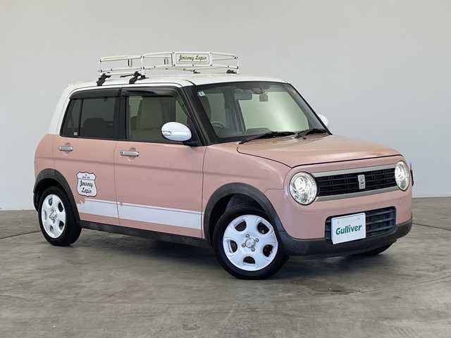 スズキ ラパン X 群馬県 2016(平28)年 6.9万km コフレピンクパールメタリック/ホワイト2トーンルーフ 禁煙車　社外７インチナビ　純正ビルトインETC　フルセグテレビ　ルーフラック　純正シートカバー　HIDヘッドライト　シートヒーター　オートライト　レーダーブレーキサポート　社外アルミホイール