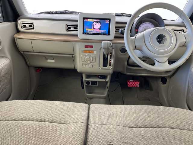 スズキ ラパン X 群馬県 2016(平28)年 6.9万km コフレピンクパールメタリック/ホワイト2トーンルーフ 禁煙車　社外７インチナビ　純正ビルトインETC　フルセグテレビ　ルーフラック　純正シートカバー　HIDヘッドライト　シートヒーター　オートライト　レーダーブレーキサポート　社外アルミホイール