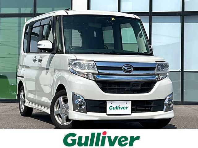ダイハツ タント カスタム RS SA 道南・函館 2014(平26)年 6.9万km パールホワイトⅢ ・純正ＳＤナビ（ＢＴ，ＣＤ，ＤＶＤ）/・フルセグＴＶ/・バックカメラ/・衝突軽減ブレーキ/・レーンキープアシスト/・先行車発信通知/・標識認識機能/・ターボ/・オートライト、オートハイビーム/・前方ドライブレコーダー/・スペアキー/・スマートキー/・プッシュスタート/・純正フロアマット/・ＥＴＣ