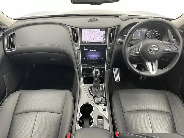 日産 スカイライン ハイブリッド GT タイプSP 富山県 2020(令2)年 3.8万km ダークメタルグレー 純正ナビ（AM/FM/DVD/BT/USB/フルセグ）/全方位カメラ/ETC/BSW（後側方車両検知警報）/衝突被害軽減システム/レーダークルーズコントロール/レーンキープアシスト/コーナーセンサー/横滑り防止装置/アイドリングストップ/レザーシート/D/N席パワーシート/D席メモリシート/シートヒーター/純正アルミホイール/純正フロアマット/オートLEDライト/オートホールド付電子パーキング/革巻きステアリング/ステアリングスイッチ/パドルシフト/スマートキー/スペアキー