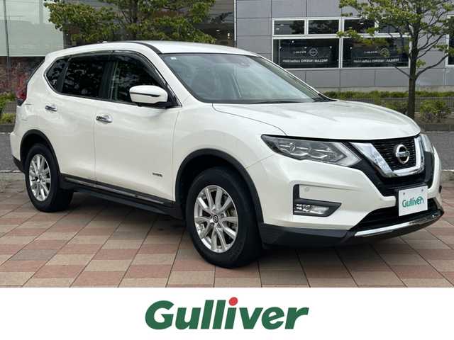 日産 エクストレイル ハイブリッド 20X 福島県 2018(平30)年 2.1万km ブリリアントホワイトパール 純正 MM3180-w 7インチナビ/（BT　AM　FM　TV　iPod)/Bluetooth/アラウンドビューモニター/フルセグTV/インテリジェントルームミラー/本革ステアリング/衝突被害軽減システム/横滑り防止装置/コーナーセンサー/オートライト/LEDライト/フォグランプ/電動リアゲート/純正AW/純正フロアマット/プッシュスタート/スマートキー