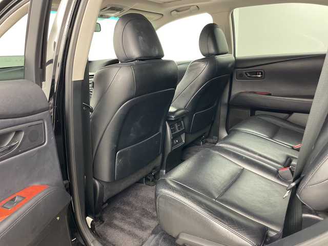 レクサス ＲＸ 450h バージョンL エアサス 道央・札幌 2012(平24)年 13.4万km ブラック ・4WD/・純正ナビ&CD&DVD&HDD&AUX&TV/・パワーバックドア/・サンルーフ/・バック/サイドカメラ/・サイドカメラ/・クルーズコントロール/・コーナーセンサー/・ヘッドアップディスプレイ/・横滑り防止装置/・前席エアシート/・前席パワーシート/・前席メモリ付シート/・レザーシート/・ビルトインETC/・ステアリングスイッチ/・電動格納ミラー/・純正フロアマット/・HIDヘッドライト/・オートライト/・スマートキー/・スペアキー/・純正エンジンスターター