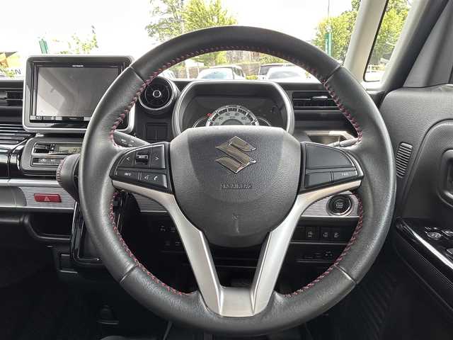 スズキ スペーシア カスタム HYBRID XS 福岡県 2018(平30)年 5.9万km ブルーイッシュブラックパール3 ・純正8インチナビ（フルセグ/DVD/Bluetooth）/・両側パワースライドドア/・バックカメラ/・ETC/・ドライブレコーダー（前後）/・横滑り防止装置/・衝突被害軽減システム/・レーンキープアシスト/・コーナーセンサー/・D席シートヒーター/・電動格納ミラー/・LEDヘッドライト/・純正ドアバイザー/・純正サンシェード/・純正アルミホイール