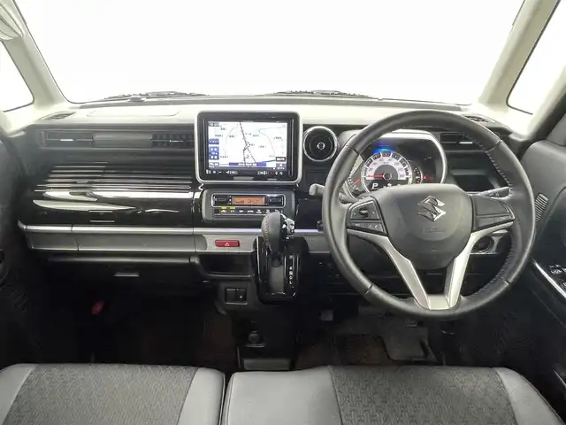 スズキ スペーシア カスタム HYBRID XS 熊本県 2018(平30)年 5.9万km ブルーイッシュブラックパール3 ・社外8インチナビAVIC-RL901ZS（フルセグ/CD/DVD/Bluetooth）/・両側パワースライドドア/・バックカメラ/・ビルトインETC/・ドライブレコーダー（前後）/・横滑り防止装置/・衝突被害軽減システム/・レーンキープアシスト/・アイドリングストップ/・後ろのみクリアランスソナー/・D席シートヒーター/・電動格納ミラー/・純正ドアバイザー/・純正サンシェード/・純正フロアマット/・純正１５インチAW/・オートライト/・LEDヘッドライト/・フォグランプ/・スマートキー/・プッシュスタート/・スペアキー1本/・保証書/・取扱説明書