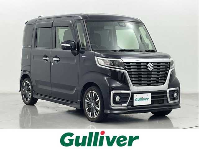 スズキ スペーシア カスタム HYBRID XS 熊本県 2018(平30)年 5.9万km ブルーイッシュブラックパール3 ・社外8インチナビAVIC-RL901ZS（フルセグ/CD/DVD/Bluetooth）/・両側パワースライドドア/・バックカメラ/・ビルトインETC/・ドライブレコーダー（前後）/・横滑り防止装置/・衝突被害軽減システム/・レーンキープアシスト/・アイドリングストップ/・後ろのみクリアランスソナー/・D席シートヒーター/・電動格納ミラー/・純正ドアバイザー/・純正サンシェード/・純正フロアマット/・純正１５インチAW/・オートライト/・LEDヘッドライト/・フォグランプ/・スマートキー/・プッシュスタート/・スペアキー1本/・保証書/・取扱説明書