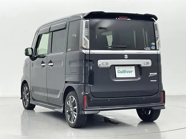 スズキ スペーシア カスタム HYBRID XS 熊本県 2018(平30)年 5.9万km ブルーイッシュブラックパール3 ・社外8インチナビAVIC-RL901ZS（フルセグ/CD/DVD/Bluetooth）/・両側パワースライドドア/・バックカメラ/・ビルトインETC/・ドライブレコーダー（前後）/・横滑り防止装置/・衝突被害軽減システム/・レーンキープアシスト/・アイドリングストップ/・後ろのみクリアランスソナー/・D席シートヒーター/・電動格納ミラー/・純正ドアバイザー/・純正サンシェード/・純正フロアマット/・純正１５インチAW/・オートライト/・LEDヘッドライト/・フォグランプ/・スマートキー/・プッシュスタート/・スペアキー1本/・保証書/・取扱説明書