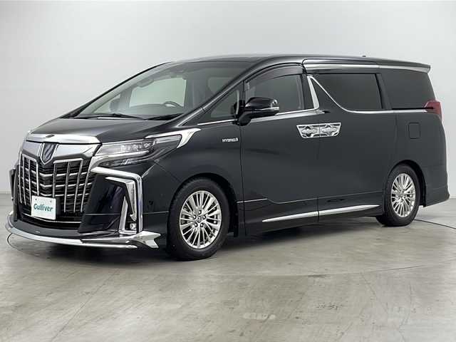 トヨタ アルファードハイブリット SR Cパッケージ 道央・札幌 2021(令3)年 1.6万km ブラック ・４WD/・モデリスタエアロ(F.R.S)/・JBLサウンド/・純正ナビ(TV&CD&DVD&BT&Miracost)/・純正フリップダウンモニター/・トヨタセーフティセンス/・クルーズコントロール/・パーキングアシスト/・両側パワースライドドア/・全方位カメラ/・社外ドラレコ(前後)/・パワーバックドア/・D/N2列目パワーシート/・エアシートDN席/・ハンドルヒーター/・D/Nシートヒーター/・AC100V/・デジタルインナーミラー/・LEDヘッドライト三眼/・LEDフォグライト/・オートマチックハイビーム/・ETC2.0ビルトイン/・プッシュスタート/・スマートキー
