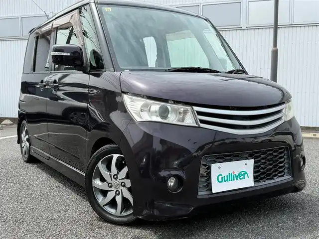 日産 ルークス ハイウェイスター ターボ 静岡県 2012(平24)年 7.3万km ミステリアスバイオレットパール 走行72959キロ（登録時）/車検令和7年10月25日まで/両側パワースライドドア/カロッツェリア5.8型DVDオーディオ/USB入力/バックカメラ/スマートキー×2/プッシュスタート/ウィンカーミラー/HIDヘッドライト/フォグランプ/外フロントグリル/リヤスポイラー/純正14インチアルミ/純正ドアバイザー/純正フロアマット/オートエアコン/新車時保証書