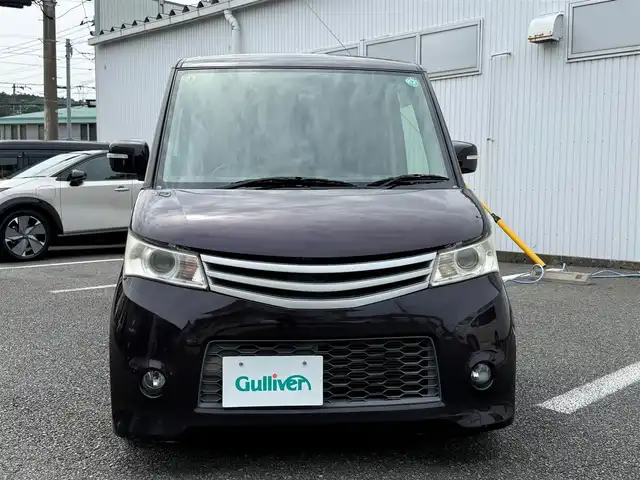 日産 ルークス ハイウェイスター ターボ 静岡県 2012(平24)年 7.3万km ミステリアスバイオレットパール 走行72959キロ（登録時）/車検令和7年10月25日まで/両側パワースライドドア/カロッツェリア5.8型DVDオーディオ/USB入力/バックカメラ/スマートキー×2/プッシュスタート/ウィンカーミラー/HIDヘッドライト/フォグランプ/外フロントグリル/リヤスポイラー/純正14インチアルミ/純正ドアバイザー/純正フロアマット/オートエアコン/新車時保証書