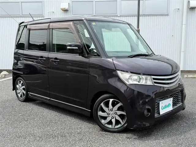 日産 ルークス ハイウェイスター ターボ 静岡県 2012(平24)年 7.3万km ミステリアスバイオレットパール 走行72959キロ（登録時）/車検令和7年10月25日まで/両側パワースライドドア/カロッツェリア5.8型DVDオーディオ/USB入力/バックカメラ/スマートキー×2/プッシュスタート/ウィンカーミラー/HIDヘッドライト/フォグランプ/外フロントグリル/リヤスポイラー/純正14インチアルミ/純正ドアバイザー/純正フロアマット/オートエアコン/新車時保証書