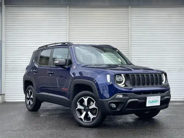 クライスラー・ジープ ジープ レネゲード トレイルホーク 福島県 2021(令3)年 6.4万km 青Ｍ ワンオーナー/4WD/純正メモリーナビ/AM/FM/BT/USB/AUX/フルセグTV/純正17インチAW(社外17AW＋冬タイヤ積込)/クルーズコントロール/リアクリアランスソナー/アイドリングストップ/バックカメラ/ルーフレール/プッシュスタート/オートライト/LEDヘッドライト/フォグ/リアフォグ/フロアマット/ETC 2.0