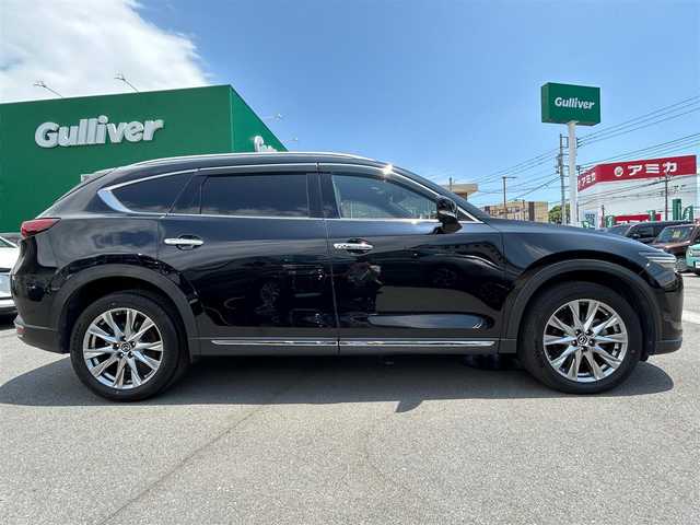 マツダ ＣＸ－８ XD Lパッケージ 静岡県 2018(平30)年 3.4万km ジェットブラックマイカ エンジンスタートボタン/パワーステアリング/パワーウィンドウ/取扱説明書/アイドリングスストップ/スマートキー/ダブルオートエアコン/クルーズコントロール/全方位カメラ/USB入力端子/純正ETC/純正SDナビ（ワンセグTV、BT接続、CDチェンジャー、AUX)/三列シート/電動リアゲート/前後ドライブレコーダー/純正フロアマット/D+N席パワーシート/シートヒーター（２列目まで）/レザーシート/純正フロアマット/ルーフレール/純正アルミホイール/ABS/横滑り防止装置/前後コーナーセンサー/レーンキープアシスト/オートライト/オートマチックハイビーム/LEDヘッドライト/ダブルエアバッグ/衝突軽減システム/ステアリングヒーター/デジタルインナーミラー/エンジンスターター