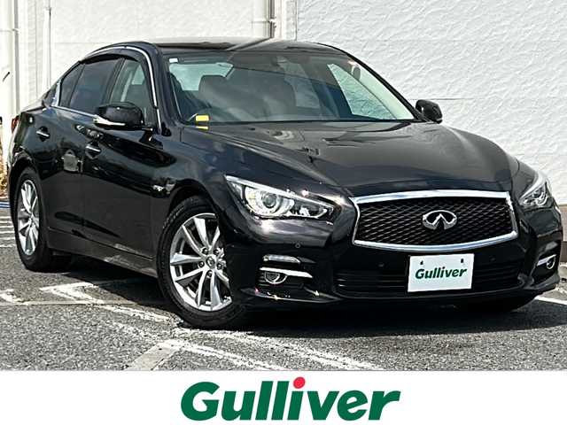 日産 スカイライン ハイブリッド 350GT Type P 千葉県 2015(平27)年 7.2万km 黒 メーカーナビ　全方位カメラ　黒革シート　シートヒーター　フルセグＴＶ　パワーシート　レーダークルーズ　ＥＴＣ　スマートキー　カーウィングス　オートライト　ＤＲＩＶＥＭＯＤＥ　ＡＵＸ　１７インチＡＷ