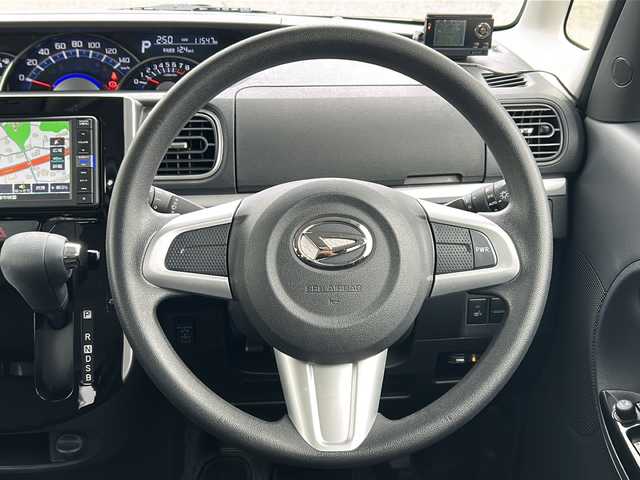 ダイハツ タント カスタム X 福岡県 2019(平31)年 1.2万km ブラックマイカメタリック 純正7インチナビ(AM/FM/CD/DVD/BT/フルセグTV)/Yupiteru　GPS＆レーダー探知機S310i/ETC/運転席シートヒーター/両側パワースライドドア/電動格納ミラー/トラクションコントロール/アイドリングストップ/プッシュスタート/オートライト/社外14インチアルミホイール