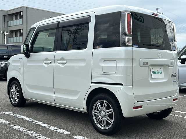 スズキ スペーシア HYBRID X 石川県 2018(平30)年 6万km ピュアホワイトP ・社外SDナビ(フルセグ・DVD・CD・FM・AM)/・両側パワースライドドア/・前席シートヒーター/・ベンチシート/・プッシュスタート/・４WD/・スペアキー(1本)/・コーナーセンサー(後ろのみ)/・サンシェード