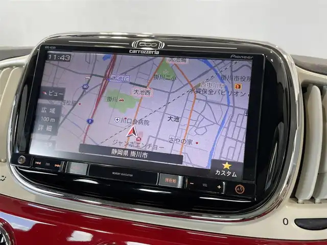 フィアット ５００ 1．2 ポップ 静岡県 2017(平29)年 2.9万km 赤 社外メモリナビ/・Bluetooth/・CD/DVD/ETC/前後ドライブレコーダー/純正フロアマット