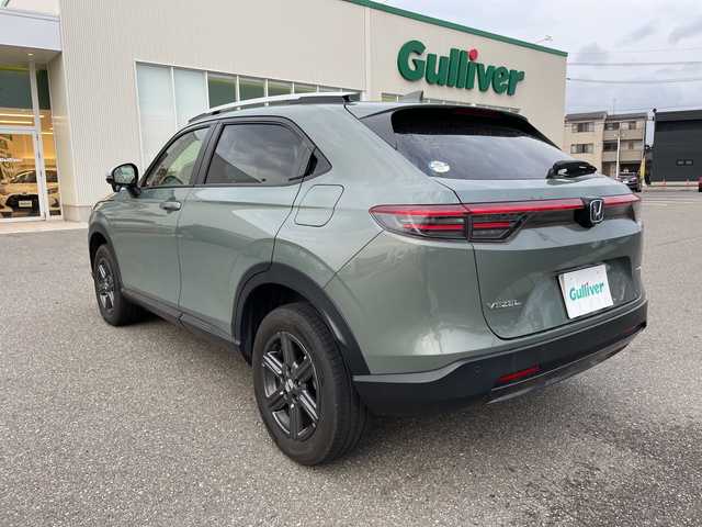 ホンダ ヴェゼル ハイブリッド e:HEV X HuNTパッケージ 石川県 2024(令6)年 0.5万km 緑 純正９型ナビ　フルセグＴＶ　バックカメラ　ＬＥＤヘッドライト　スマートキー　プッシュスタート　ホンダセンシング　レーダークルーズ　純正アルミ　ルーフレール　パドルシフト　保証書