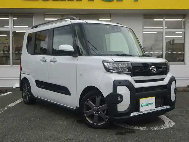ダイハツ タント ファンクロスターボ 静岡県 2022(令4)年 4.2万km シャイニングホワイトパール ワンオーナー/禁煙車/純正SDナビ(NMZL-W720)/　(CD/DVD/BT/USB/SD/HDMI/フルセグTV)/TVキャンセラー/両側パワースライドドア/ステアリングリモコン/バックカメラ/電子パーキング/オートブレーキホールド/前席シートヒーター/プッシュスタート/スマートキー/後席ロールサンシェード/運転席・助手席シートバックテーブル/スマートアシスト/・衝突回避支援ブレーキ機能/・車線逸脱抑制制御機能/・ふらつき警告/・先行車発進お知らせ機能/・オートハイビーム/・コーナーセンサー/・サイドビューランプ/LEDヘッドライト/ビルトインETC/スペアキー/保証書・取扱説明書