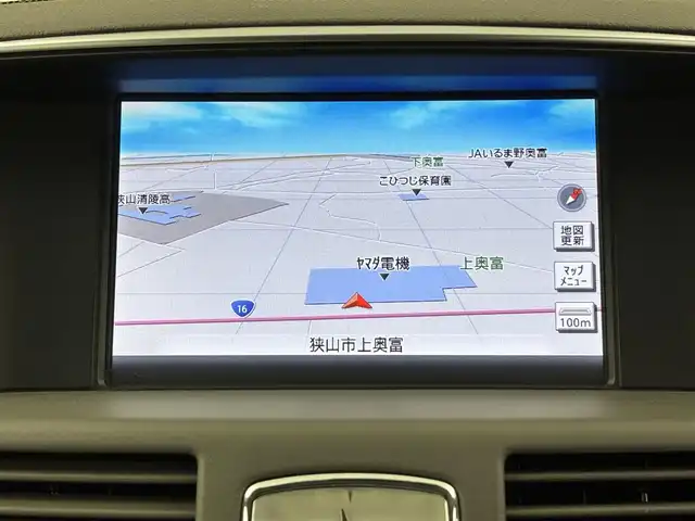 日産 フーガ ハイブリッド 埼玉県 2015(平27)年 3.8万km スーパーブラック 純正ナビ(フルセグ/CD/AM/FM)/ビルトインETC/前方ドライブレコーダー/アラウンドビューモニター/シートメモリー/パワーシートD+N席/純正アルミホイール１８インチ/レーダークルーズコントロール/コーナーセンサー前後/ＬＥＤヘッドライト/プッシュスタート/スマートキー/フロアマット純正
