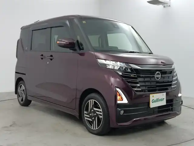 日産 ルークス ハイウェイスター X 愛知県 2023(令5)年 1.3万km パープルＭ エマージェンシーブレーキ/・車線逸脱警報システム/・先行車発進システム/・クリアランスソナー/・標識認識機能/・先行車発進お知らせ機/・車線逸脱警報能/純正ディスプレイオーディオ/（Bluetooth/AppleCarPlay）/全方位カメラ/純正ドライブレコーダー（ナビ連動・フロント・インカメラ）/片側パワースライドドア/純正LEDライト/純正フロアマット/純正AW/オートライト/オートマチックハイビーム/ETC/ロールサンシェード/ドアバザー/スマートキー