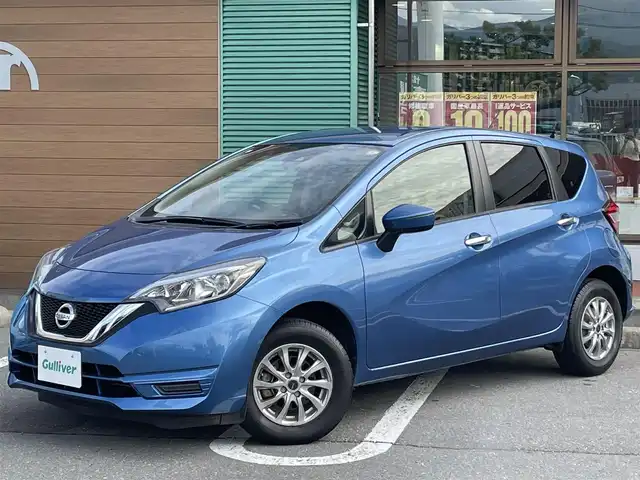 日産 ノート X FOUR 長野県 2018(平30)年 5.8万km シャイニングブルー 4WD/社外ナビ/・Bluetooth/CD/DVD/バックカメラ/社外ETC/社外フロアマット/社外14インチAW/LEDオートライト/スペアキー1本/スマートキー/電格ミラー/取り扱い説明書/保証書