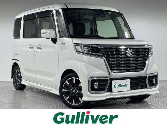 スズキ スペーシア カスタム HYBRID XS ターボ 神奈川県 2020(令2)年 5万km ピュアホワイトP 純正8型SDナビ/(CD　DVD　Bluetooth　AM　FM)/デュアルブレーキサポート/レーンキープアシスト/クルーズコントロール/全方位カメラ/ヘッドアップディスプレイ/リアパーキングセンサー/アイドリングストップ/社外前後ドライブレコーダー/純正ビルトインETC/運転席シートヒーター/パドルシフト/後席サーキュレーター/純正15インチAW