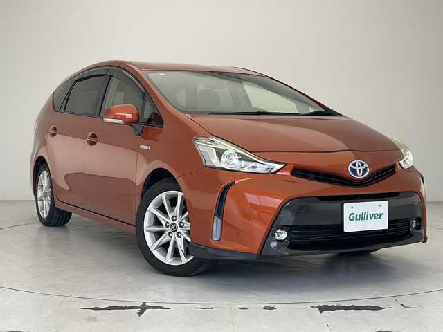 トヨタ プリウス α S ツーリングセレクション 沖縄県 2015(平27)年 10万km オレンジM 社外SDナビ（CN-RX01WD）/CD/DVD/SD/BT/フルセグ/バックカメラ　/ビルトインETC/前後ドライブレコーダー/横滑り防止装置/LEDヘッドライト/オートライト/純正17インチAW/純正フロアマット/ドアバイザー/プッシュスタート/スマートキ―