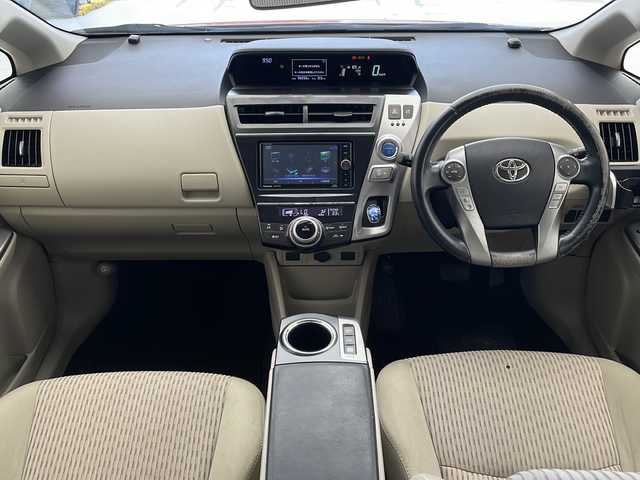 トヨタ プリウス α S ツーリングセレクション 沖縄県 2015(平27)年 10万km オレンジM 社外SDナビ（CN-RX01WD）/CD/DVD/SD/BT/フルセグ/バックカメラ　/ビルトインETC/前後ドライブレコーダー/横滑り防止装置/LEDヘッドライト/オートライト/純正17インチAW/純正フロアマット/ドアバイザー/プッシュスタート/スマートキ―