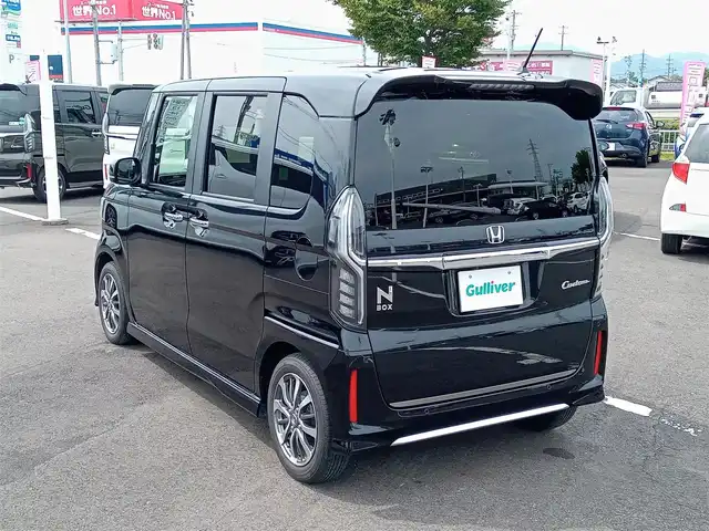 ホンダ Ｎ ＢＯＸ カスタム L 福井県 2021(令3)年 3.7万km クリスタルブラックパール 衝突被害軽減システム/レーダークルーズコントロール/純正ディーラーオプションナビ（VXM-214VFi）/・（フルセグTV/CD/DVD/Bluetooth）/バックカメラ/ビルトインETC/前方ドライブレコーダー/両側パワースライドドア/革調シートカバー/サンシェード/純正14インチAW/純正フロアマット/スマートキー