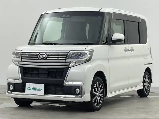 ダイハツ タント カスタム X トップED SA Ⅲ 群馬県 2018(平30)年 8.3万km パールホワイトⅢ 禁煙車　社外ナビ　フルセグ　Ｂｌｕｅｔｏｏｔｈ　全方位カメラ　両側パワスラ　衝突軽減システム　シートヒーター　オートマチックハイビーム　アイドリングストップ　横滑り防止装置　ドラレコ　コーナセンサー
