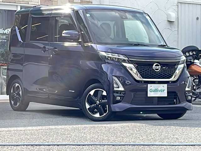日産 ルークス ハイウェイスター X 徳島県 2021(令3)年 3.8万km アメジストパープル 純正9型ナビ　MM320D-L/（ラジオ/フルセグ/DISC/AUX/BT）/全方位カメラ/ビルトインETC/後方コーナーセンサー/アイドリングストップ/LEDヘッドライト/両側電動スライドドア/純正14AW/ドアバイザー/フォグライト/スマートキー/スペアアキー/道路標識表示/速度標識表示
