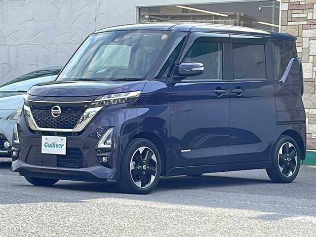 日産 ルークス ハイウェイスター X 徳島県 2021(令3)年 3.8万km アメジストパープル 純正9型ナビ　MM320D-L/（ラジオ/フルセグ/DISC/AUX/BT）/全方位カメラ/ビルトインETC/後方コーナーセンサー/アイドリングストップ/LEDヘッドライト/両側電動スライドドア/純正14AW/ドアバイザー/フォグライト/スマートキー/スペアアキー/道路標識表示/速度標識表示