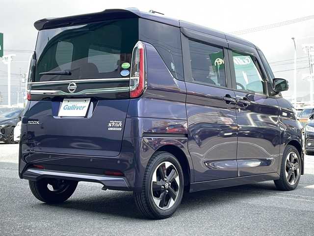 日産 ルークス ハイウェイスター X 徳島県 2021(令3)年 3.8万km アメジストパープル 純正9型ナビ　MM320D-L/（ラジオ/フルセグ/DISC/AUX/BT）/全方位カメラ/ビルトインETC/後方コーナーセンサー/アイドリングストップ/LEDヘッドライト/両側電動スライドドア/純正14AW/ドアバイザー/フォグライト/スマートキー/スペアアキー/道路標識表示/速度標識表示