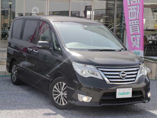 日産 セレナ ハイウェイS G Sハイブリッド 千葉県 2014(平26)年 6.1万km 茶 純正ナビ/AM/FM/Ｂｌｕｅｔｏｏｔｈ/ＣＤ/ＤＶＤ再生/後席フリップダウンモニター/両側パワースライドドア/ＥＴＣ/レーンキープアシスト/HIDヘッドライト/フォグランプ/オートライト/スマートキー/スペアキー（スマートキー）/ウインカーミラー /取扱説明書/保証書