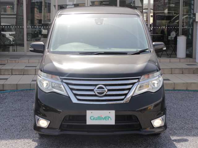 日産 セレナ ハイウェイS G Sハイブリッド 千葉県 2014(平26)年 6.1万km 茶 純正ナビ/AM/FM/Ｂｌｕｅｔｏｏｔｈ/ＣＤ/ＤＶＤ再生/後席フリップダウンモニター/両側パワースライドドア/ＥＴＣ/レーンキープアシスト/HIDヘッドライト/フォグランプ/オートライト/スマートキー/スペアキー（スマートキー）/ウインカーミラー /取扱説明書/保証書
