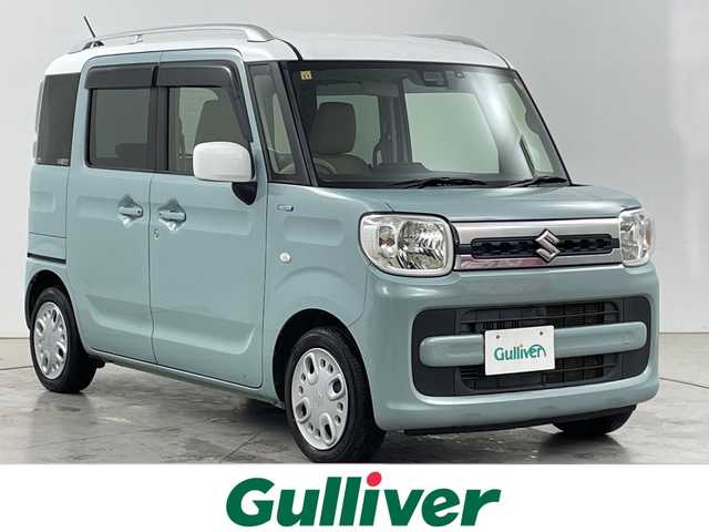 スズキ スペーシア HYBRID X 道央・札幌 2018(平30)年 6万km オフブルーメタリック/ホワイト2トーン ・4WD/・デュアルカメラブレーキサポート/・衝突被害軽減ブレーキ/・社外ナビ（CN-05WD）/・BT/CD/DVD/SD/フルセグTV/・両側パワースライドドア/・前席シートヒーター/・社外エンジンスターター/・車線逸脱防止機能/・ルーフレール/・社外ドライブレコーダー前方/・プッシュスタート/・スマートキー×2/・ETC