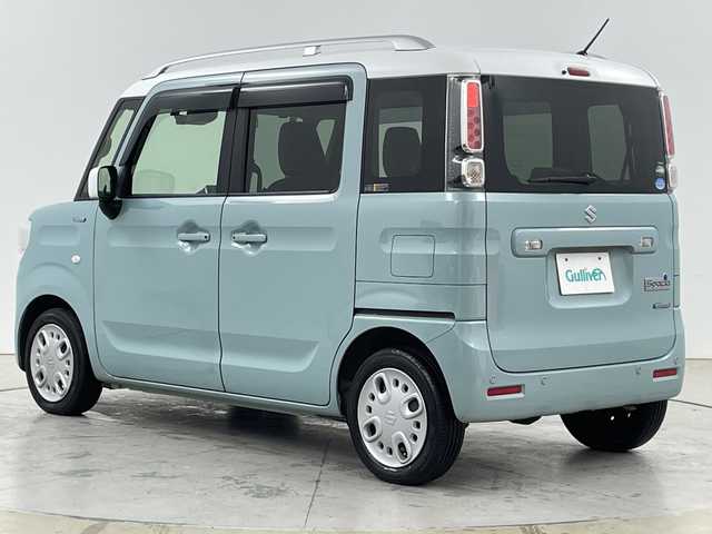 スズキ スペーシア HYBRID X 道央・札幌 2018(平30)年 6万km オフブルーメタリック/ホワイト2トーン ・4WD/・デュアルカメラブレーキサポート/・衝突被害軽減ブレーキ/・社外ナビ（CN-05WD）/・BT/CD/DVD/SD/フルセグTV/・両側パワースライドドア/・前席シートヒーター/・社外エンジンスターター/・車線逸脱防止機能/・ルーフレール/・社外ドライブレコーダー前方/・プッシュスタート/・スマートキー×2/・ETC