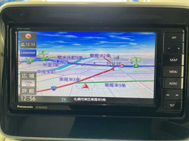 スズキ スペーシア HYBRID X 道央・札幌 2018(平30)年 6万km オフブルーメタリック/ホワイト2トーン ・4WD/・デュアルカメラブレーキサポート/・衝突被害軽減ブレーキ/・社外ナビ（CN-05WD）/・BT/CD/DVD/SD/フルセグTV/・両側パワースライドドア/・前席シートヒーター/・社外エンジンスターター/・車線逸脱防止機能/・ルーフレール/・社外ドライブレコーダー前方/・プッシュスタート/・スマートキー×2/・ETC