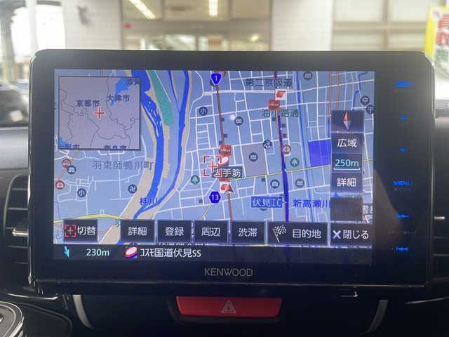 ホンダ Ｎ ＢＯＸ カスタム G ターボSSパッケージ 京都府 2017(平29)年 5.7万km シャイニンググレーM 社外SDナビ/（フルセグTV・CD・DVD・BT）/クルーズコントロール/横滑り防止システム/パドルシフト/黒レザーシート/前席シートヒーター/純正15インチAW/ETC/スペアキー有