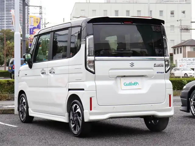 スズキ スペーシア カスタム HYBRID XS ターボ 神奈川県 2025(令7)年 0.1千km パールⅡ ワンオーナー/セーフティサポート（予防安全技術）/純正メモリナビ/：BluetoothAudhio/：フルセグテレビ/全方位モニターバックカメラ/シートヒーター/ステアリングヒーター/ステアリングスイッチ/両側パワースライド/アイドリングストップ/クルーズコントロール/コーナーセンサー（前後）/プッシュスタート/保証書