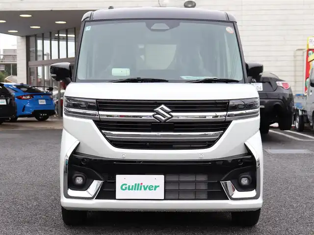 スズキ スペーシア カスタム HYBRID XS ターボ 神奈川県 2025(令7)年 0.1千km パールⅡ ワンオーナー/セーフティサポート（予防安全技術）/純正メモリナビ/：BluetoothAudhio/：フルセグテレビ/全方位モニターバックカメラ/シートヒーター/ステアリングヒーター/ステアリングスイッチ/両側パワースライド/アイドリングストップ/クルーズコントロール/コーナーセンサー（前後）/プッシュスタート/保証書