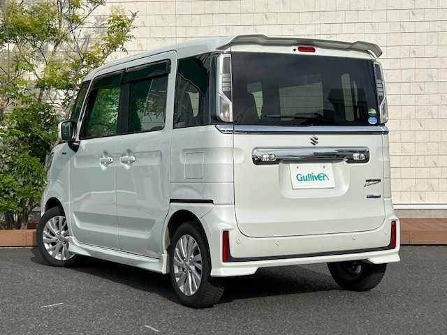 スズキ スペーシア カスタム HYBRID GS 茨城県 2020(令2)年 5万km ピュアホワイトP 純正SDナビ/（フルセグTV/BT/AM/FM/iPod）/ETC/前ドライブレコーダー/片側パワースライドドア/前後コーナーセンサー/LED/衝突被害軽減システム/横滑り防止装置/盗難防止装置/オートライト/純正アルミホイール/AAC