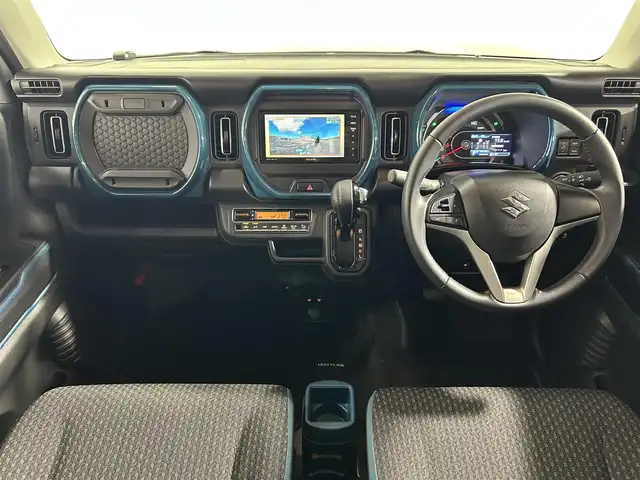 スズキ ハスラー HYBRID X 大阪府 2021(令3)年 1.9万km デニムブルー ガンメタリック 2トーン 社外ナビ(フルセグ/DVD再生/Bluetooth) バックカメラ ETC 衝突軽減 レーンアシスト シートヒーター オートライト スマートキー プッシュスタート 前後ドラレコ