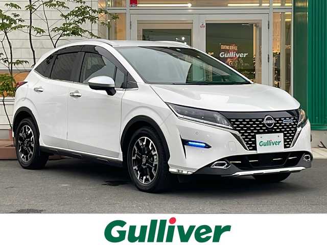 日産 ノート オーテック Xオーバー FOUR +アクティブ 青森県 2023(令5)年 0.2万km ピュアホワイトパール 4WD/社外9インチナビ・フルセグTV/BT/CD/DVD/USB/iPod/AUX/アラウンドビューモニター/専用合皮シート/前席シートヒーター/ステアリングヒーター/インテリジェントルームミラー/エマージェンシーブレーキ/踏み間違い衝突防止アシスト/レーンキープアシスト/前後ドライブレコーダー/ETC/LEDヘッドライト/LEDフォグランプ/純正16インチアルミ/スマートキー/プッシュスタート/純正フロアマット