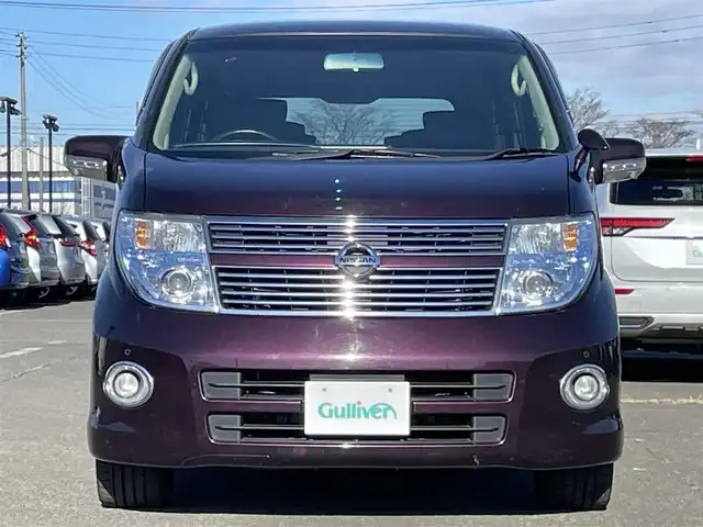 日産 エルグランド 250ハイウェイスター ブラックレザ-ナビ 道央・札幌 2008(平20)年 8.6万km ディープカシス ４WD/社外メモリーナビ/AM/FM/CD/DVD/BT/AUX/ワンセグ/社外フリップダウンモニター/コーナーセンサー/バックカメラ/フロントカメラ/両側パワースライドドア/D席パワーシート/前席シートヒーター/オットマン/レザーシート/革巻きウッドコンビステアリング/ステアリングリモコン/MTモード付AT/スマートキー/オートライト/フォグランプ/キセノンヘッドライト/電動格納ミラー/ウィンカーミラー/純正フロアマット/ドアバイザー/スペアキー